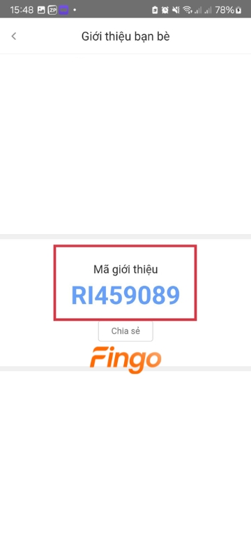 Mã giới thiệu Woori WON của bạn sẽ hiển thị.