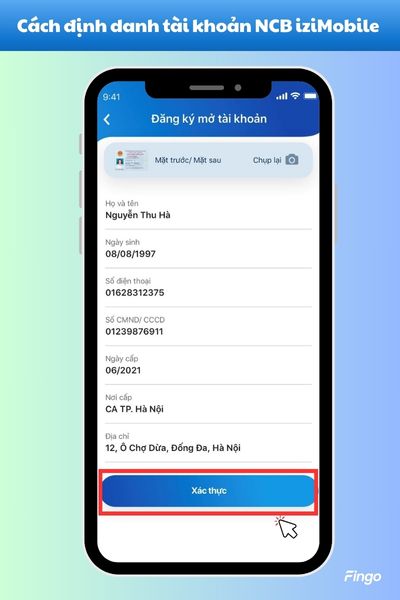 Kiểm tra thông tin và ấn xác thực