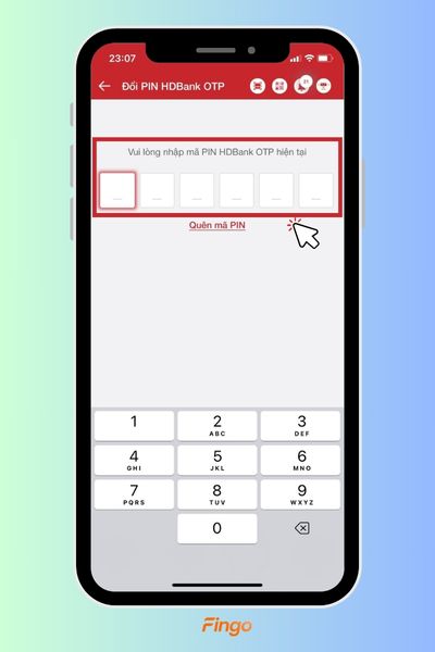 Nhập mã PIN HDBank OTP hiện tại