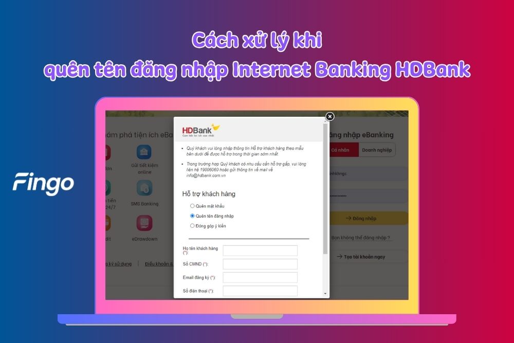 Quên tên đăng nhập Internet Banking HDBank và cách xử lý