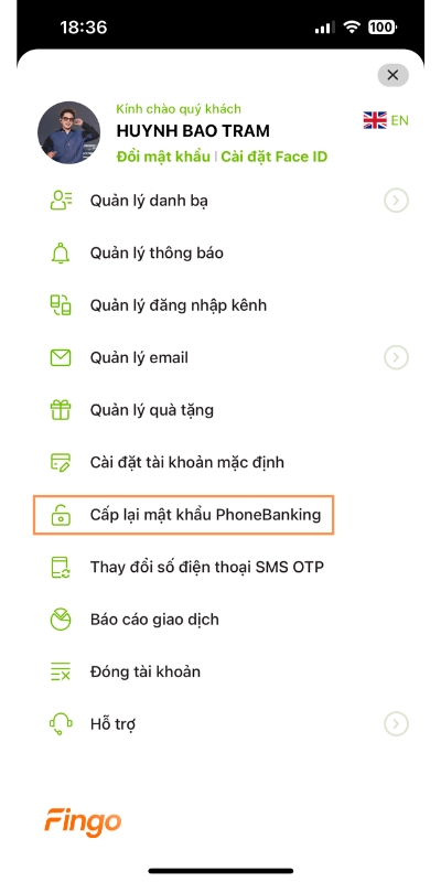Cách lấy lại mật khẩu Phone Banking Vietcombank bước 2