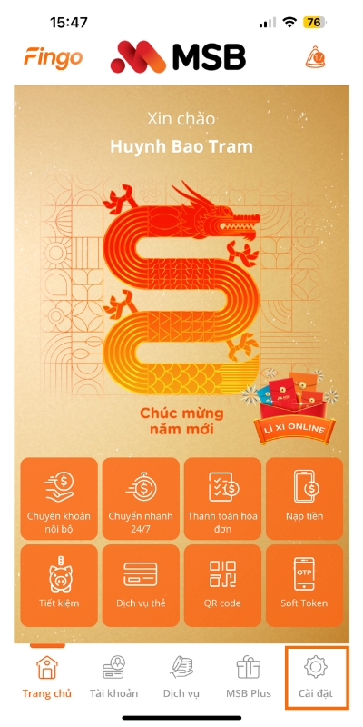 cách lấy lại mã pin soft token msb bước 1