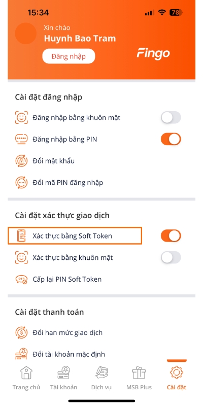 cách lấy lại mã pin soft token msb bước 2