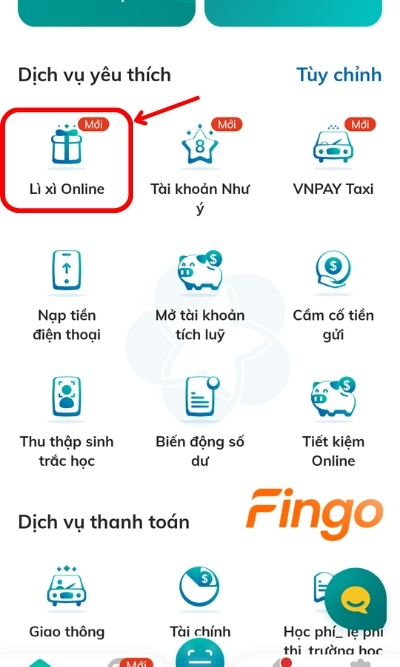 Đăng nhập BIDV SmartBanking. Tại màn hình chính, chọn tính năng Lì xì online/Tặng quà