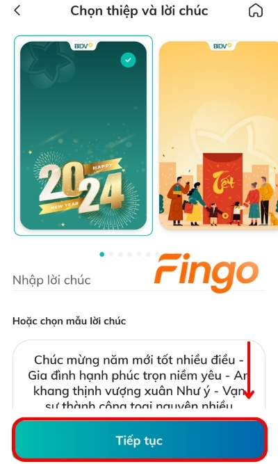Chọn thiệp và lời chúc mong muốn. Khách hàng có thể lựa chọn mẫu có sẳn hoặc tùy chỉnh theo nhu cầu cá nhân của mình.