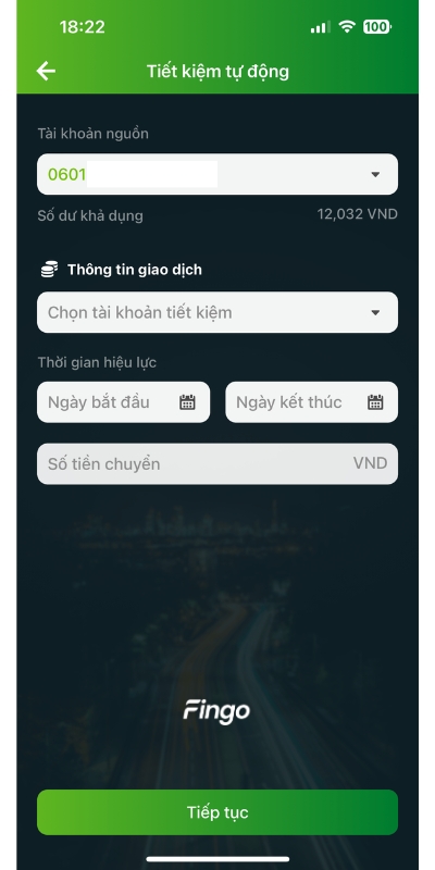 Cài đặt tiết kiệm tự động Vietcombank bước 3