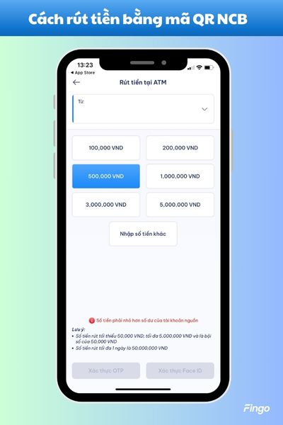 Chọn số tiền bạn muốn rút