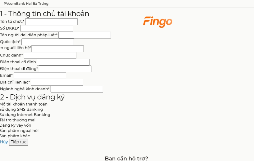 Đăng ký SMS Banking PVcomBank online