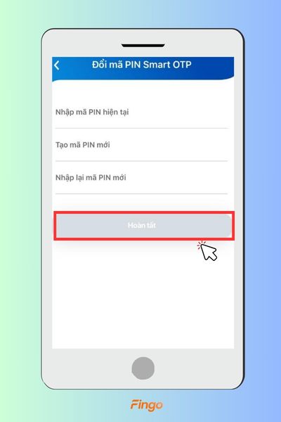 Điền thông tin đầy đủ trong quá trình đổi mã PIN Smart OTP NCB