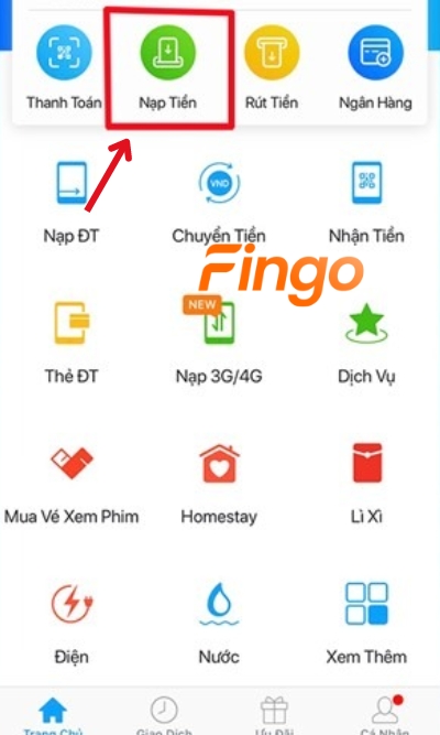 Tiến hành đăng nhập vào Zalo Pay và chọn mục Rút/Nạp tiền. Sau đó chọn Nạp tiền