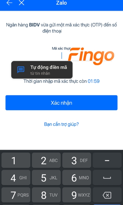 Mã OTP lúc này sẽ được gửi về số điện thoại qua tin nhắn SMS. Khách hàng nhập và xác nhận giao dịch