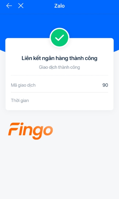 Màn hình lúc này sẽ hiển thị thông báo giao dịch thực hiện thành công. Như vậy, khách hàng đã hoàn tất việc liên kết BIDV với ZaloPay ngay trên ứng dụng Zalo.