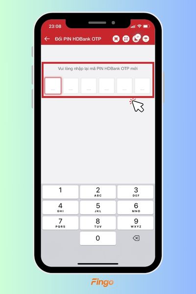 Nhập lại mã PIN HDBank OTP mới