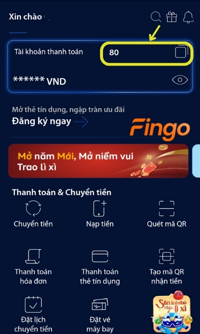 Màn hình lúc này sẽ hiển thị thông tin số tài khoản BVBank