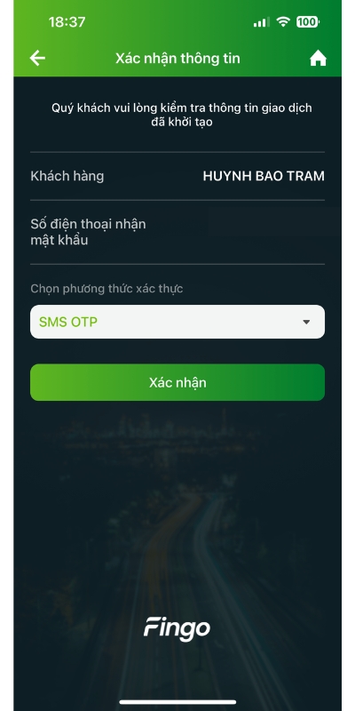 Cách lấy lại mật khẩu Phone Banking Vietcombank bước 4