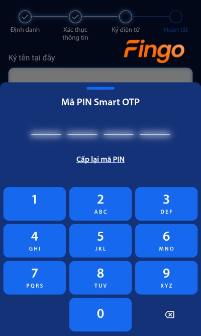 Nhập mã PIN Smart OTP để hoàn tất thủ tục