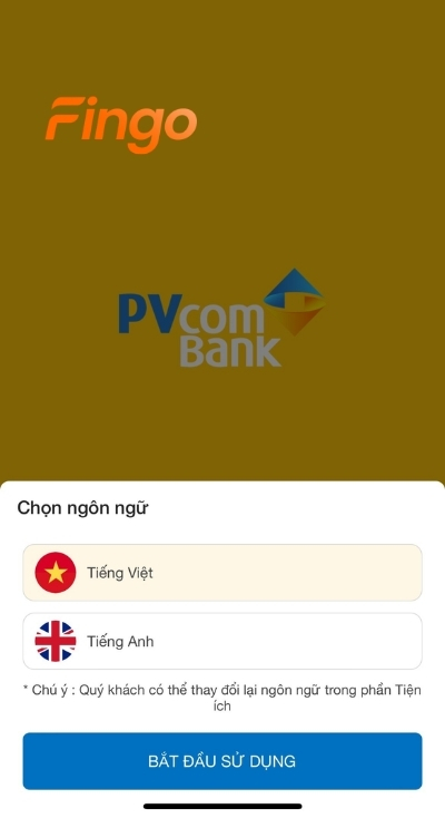 Nhấn chọn ngôn ngữ sử dụng