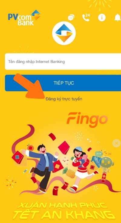 Nhấn chọn mục đăng ký trực tuyến
