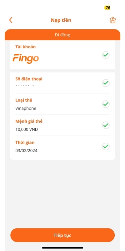 Nạp tiền điện thoại qua MSB mBank bước 5