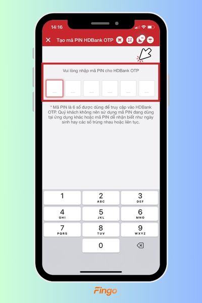 Tạo mã PIN HDBank OTP