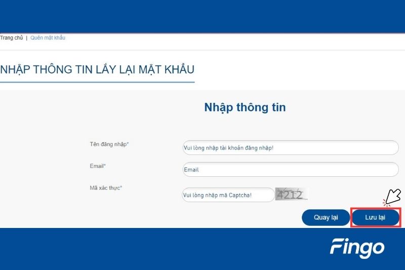 Nhập đầy đủ các thông tin sau và lưu lại