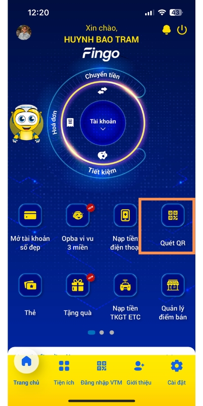 Tạo mã QR Nam A Bank bước 1