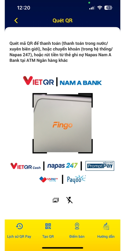 Tạo mã QR Nam A Bank bước 2