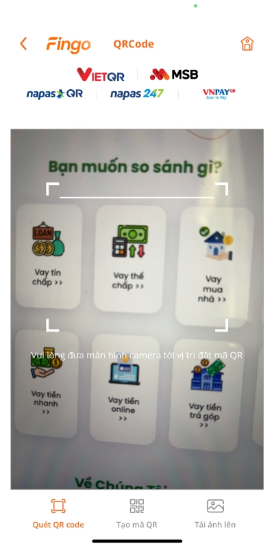 Thanh toán bằng mã QR MSB 2