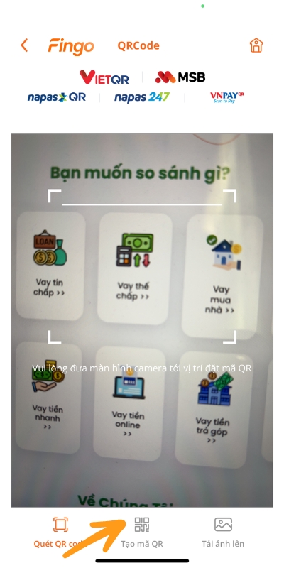 Thanh toán bằng mã QR MSB 3