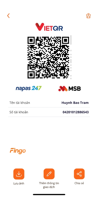 Thanh toán bằng mã QR MSB 4
