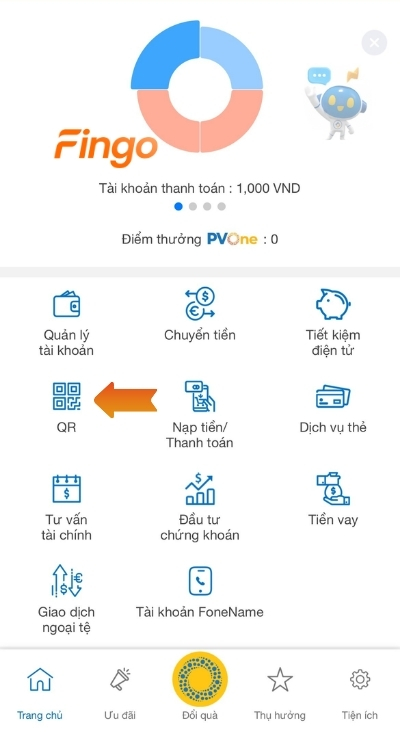 Nhấn chọn mục QR