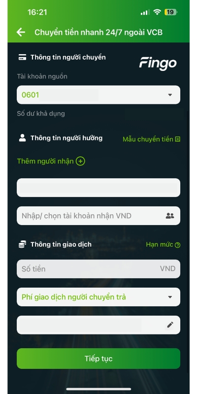 Cách thanh toán thẻ tín dụng VPBank qua Vietcombank bước 2