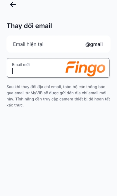 Nhập email mới mà khách hàng muốn thực hiện thay đổi