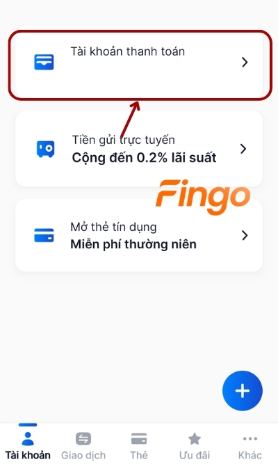 Đăng nhập tài khoản MyVIB. Tại thanh menu, chọn mục Tài khoản.
