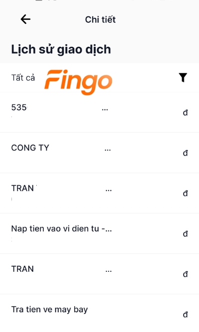 Tại mục Chi tiết tài khoản, khách hàng kéo xuống phần lịch sử giao dịch đã phát sinh nhằm tìm kiếm giao dịch mà mình cần