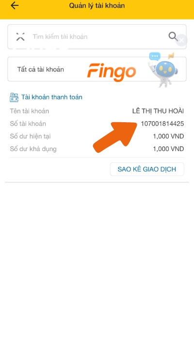 Số tài khoản PVcomBank đã hiển thị