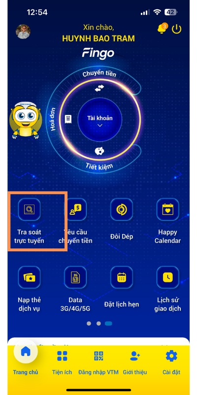 Tra soát giao dịch Nam A Bank bước 1