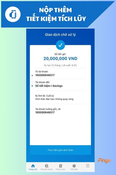 Xác nhận thông tin đã nhập và hoàn tất giao dịch.
