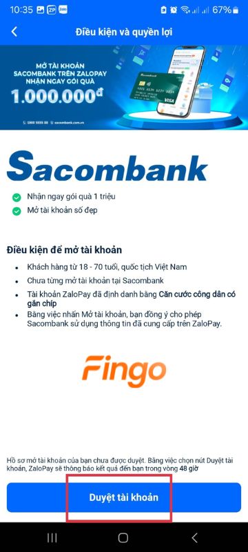 Chọn "Duyệt tài khoản".