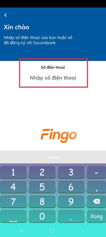 Nhập số điện thoại của tài khoản Sacombank Pay khác.
