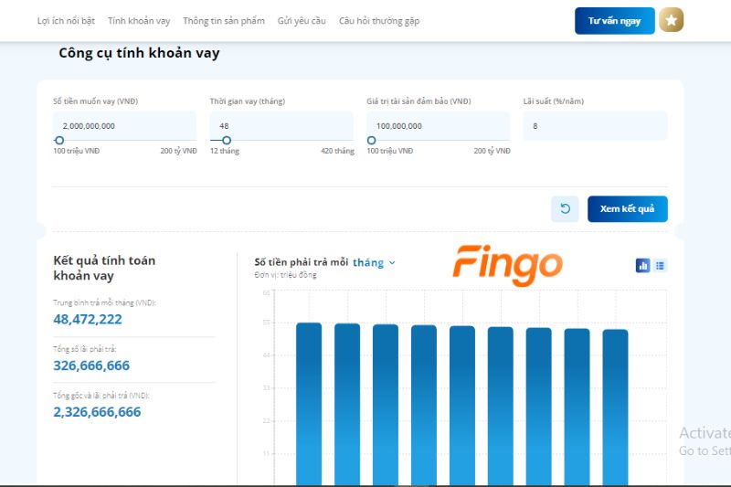 Có thể tính toán khoản vay số tiền phải trả mỗi tháng qua công cụ tính khoản vay của Eximbank 