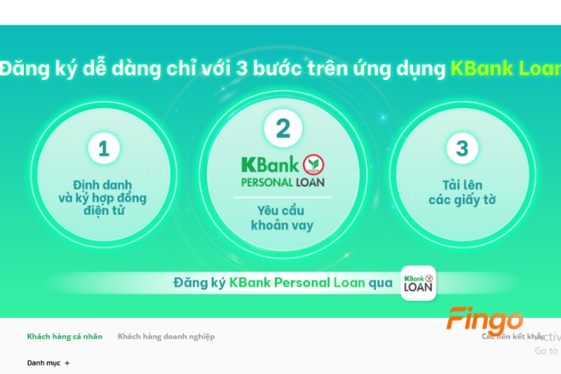 Khách hàng có thể đăng ký gói vay tiêu dùng cá nhân qua ứng dụng KBank Loan