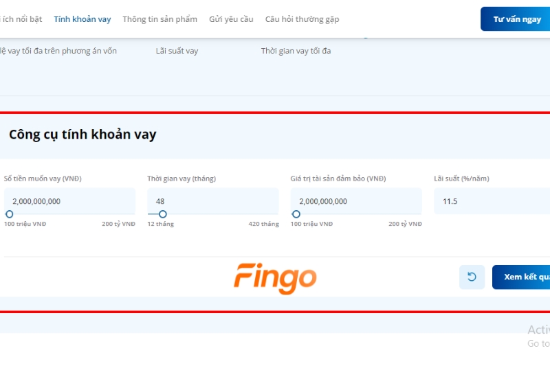  Khách hàng có thể tính khoản vay qua công cụ tính khoản vay của Eximbank