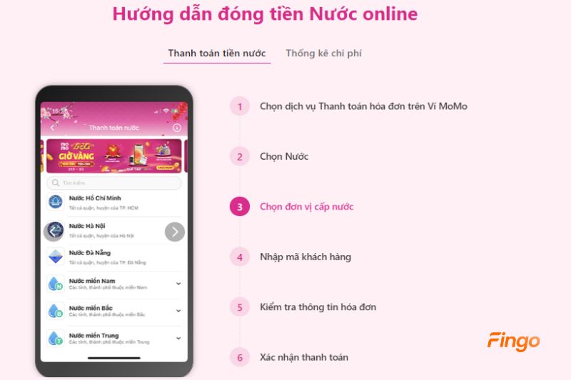 Chọn đơn vị cung cấp nước.