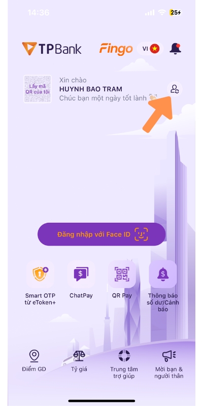 Cách đăng nhập 2 tài khoản TPBank trên điện thoại bước 1