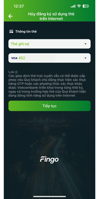Cách hủy thanh toán trực tuyến Vietcombank bước 2