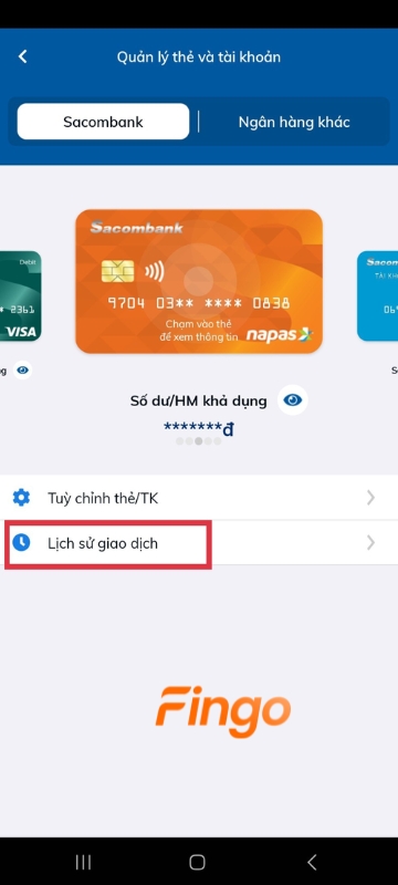 Chọn "Lịch sử giao dịch".