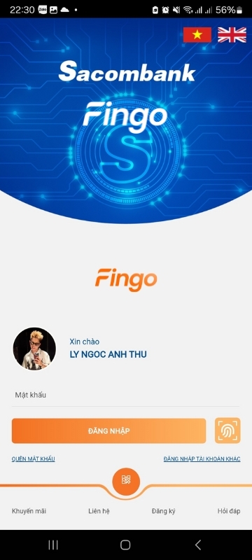 Đăng nhập ứng dụng Sacombank mBanking 