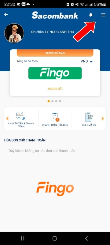 Tại giao diện, chọn dấu ba gạch ngang ☰
