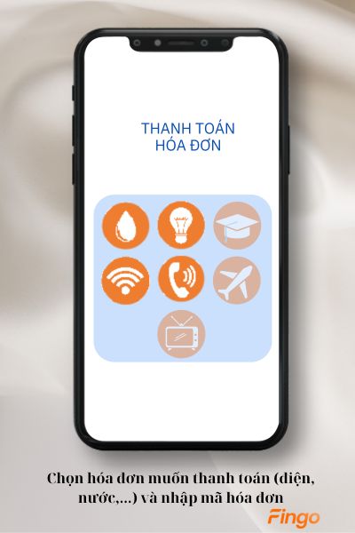 Chọn hóa đơn muốn thanh toán (Điện, nước,...) và nhập mã hóa đơn.